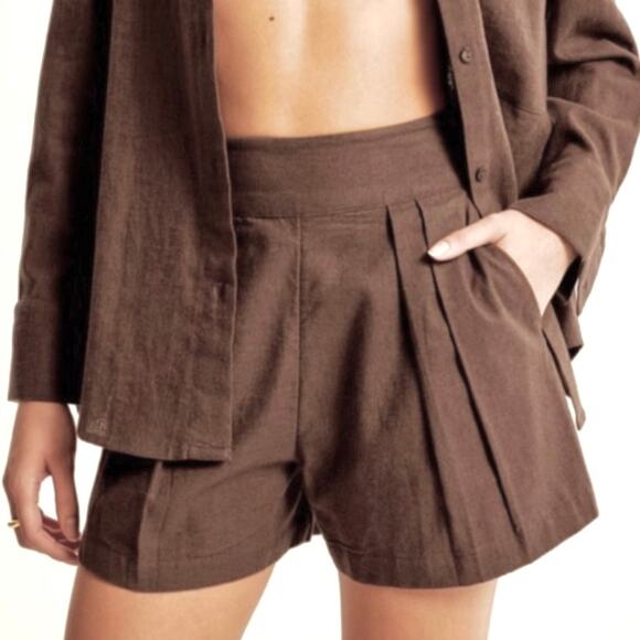 Abercrombie & Fitch small pleated front pull on linen shorts SH2 2993 - Picture 1 of 12